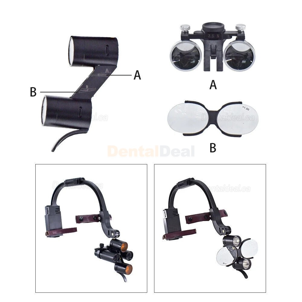 5X / 6X Headband Dental Surgical Loupe with 5W LED Headlight + Presbyopic Glasses